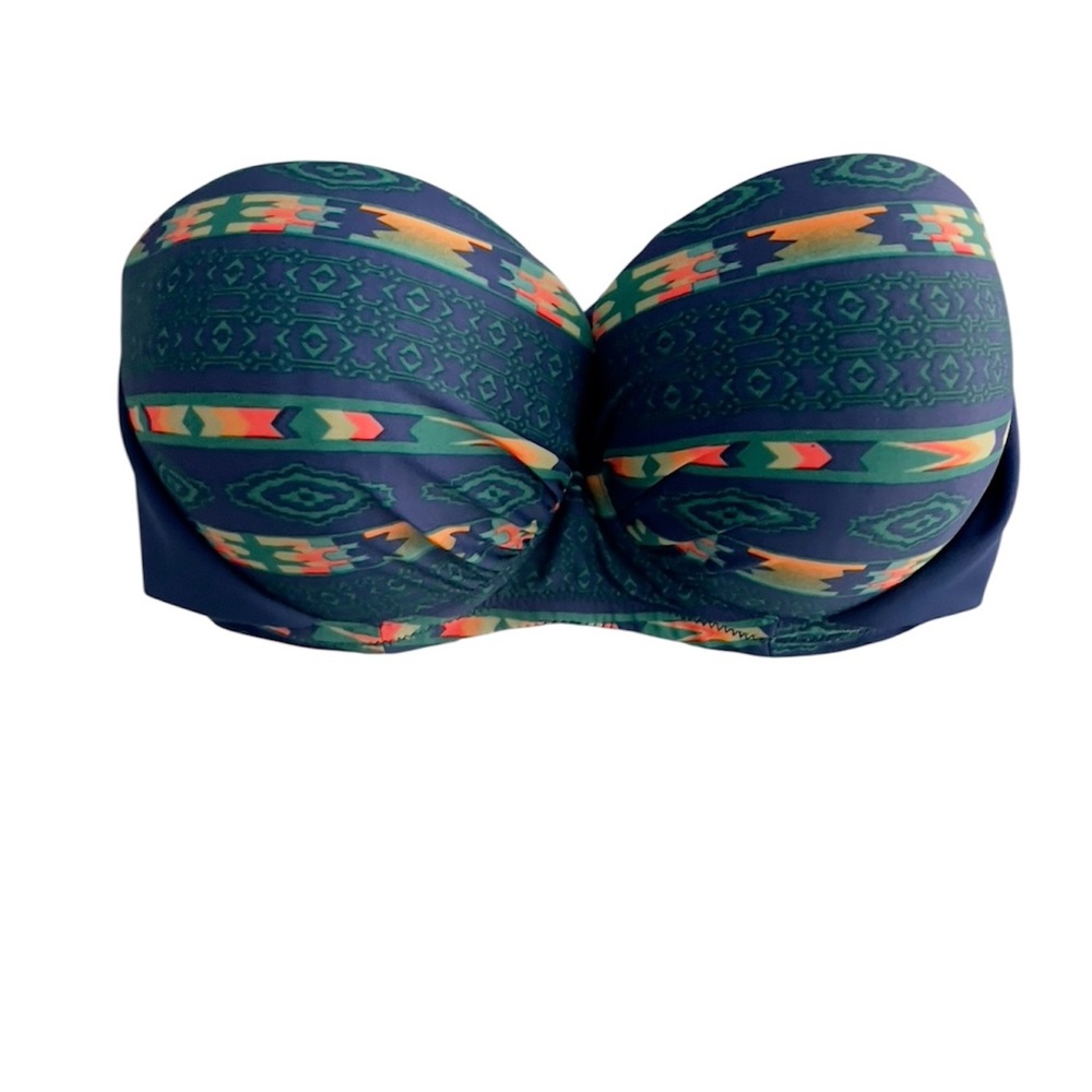 Bikini Village Bandeau Style Tribal Print Strapless Bikini Top